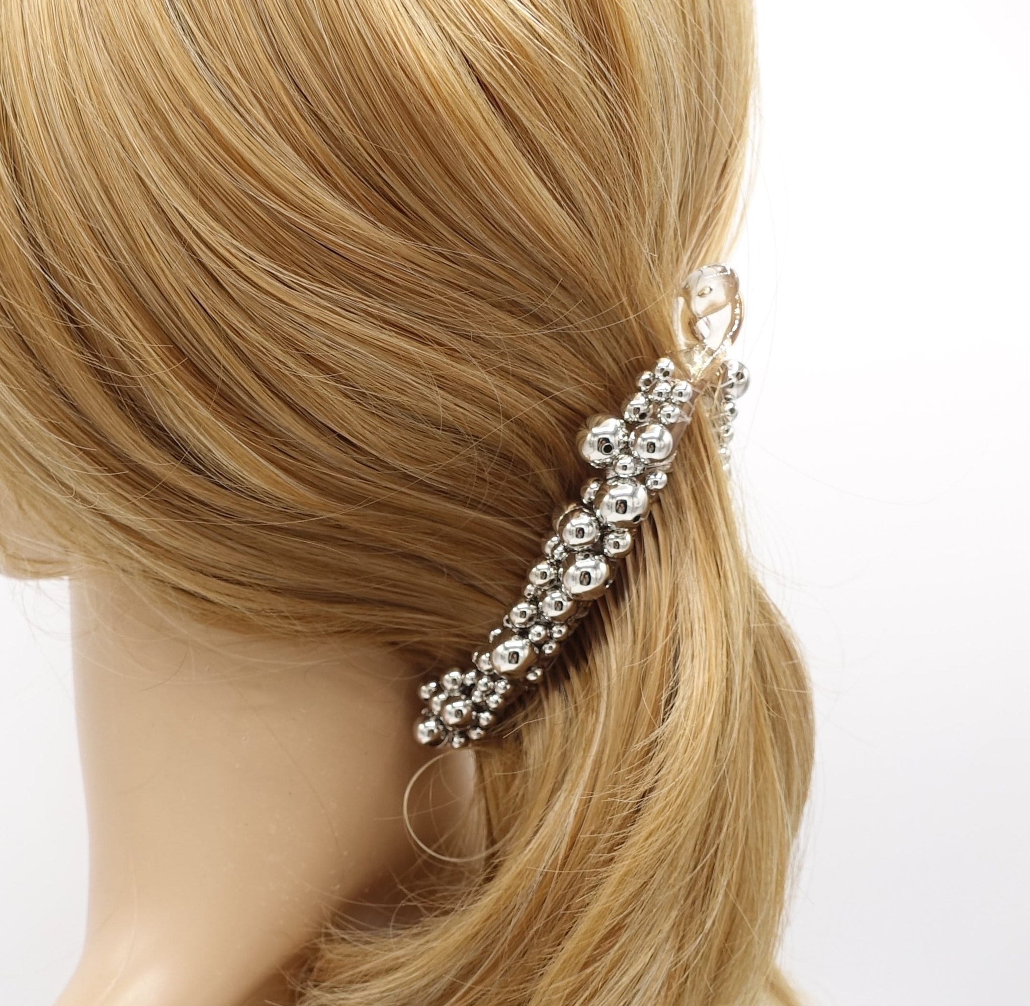 veryshine.com Hair Clip beaded banana hair clip, metal ball banana clip for women