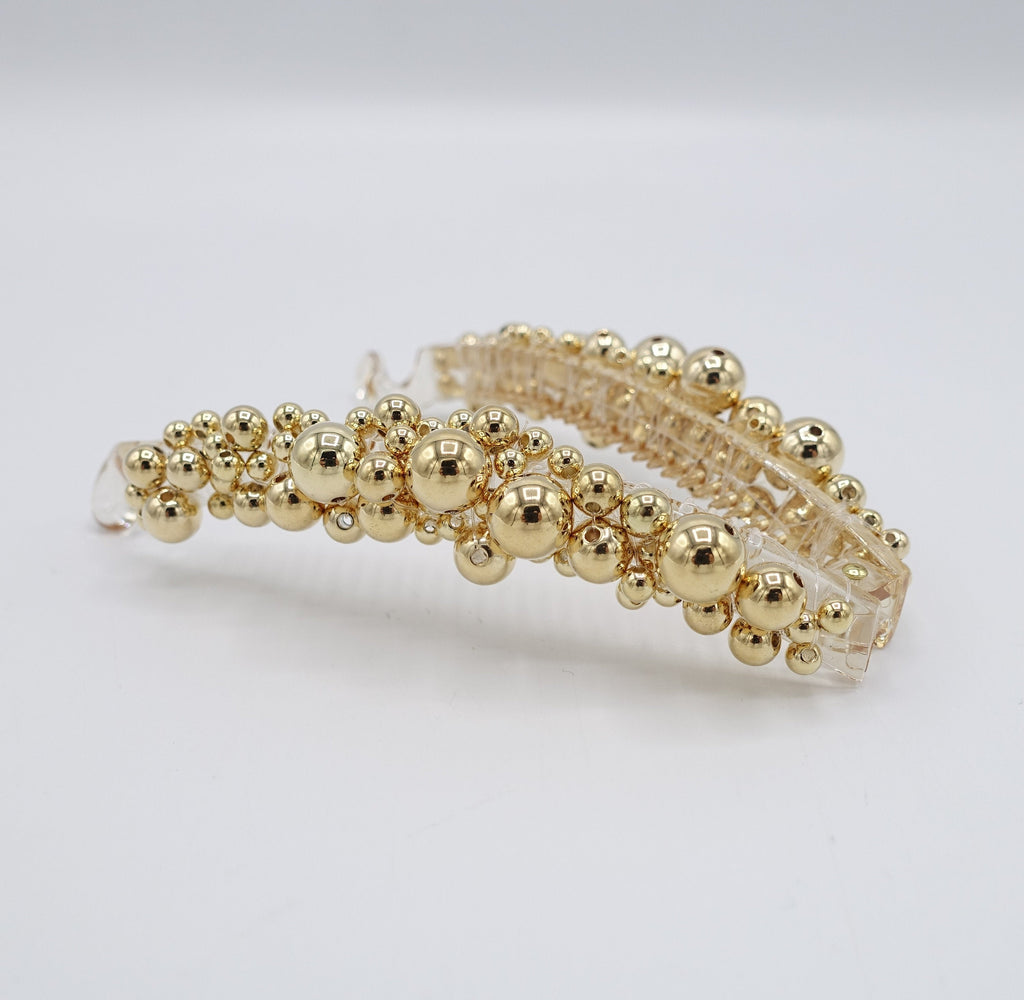 veryshine.com Hair Clip Gold beaded banana hair clip, metal ball banana clip for women