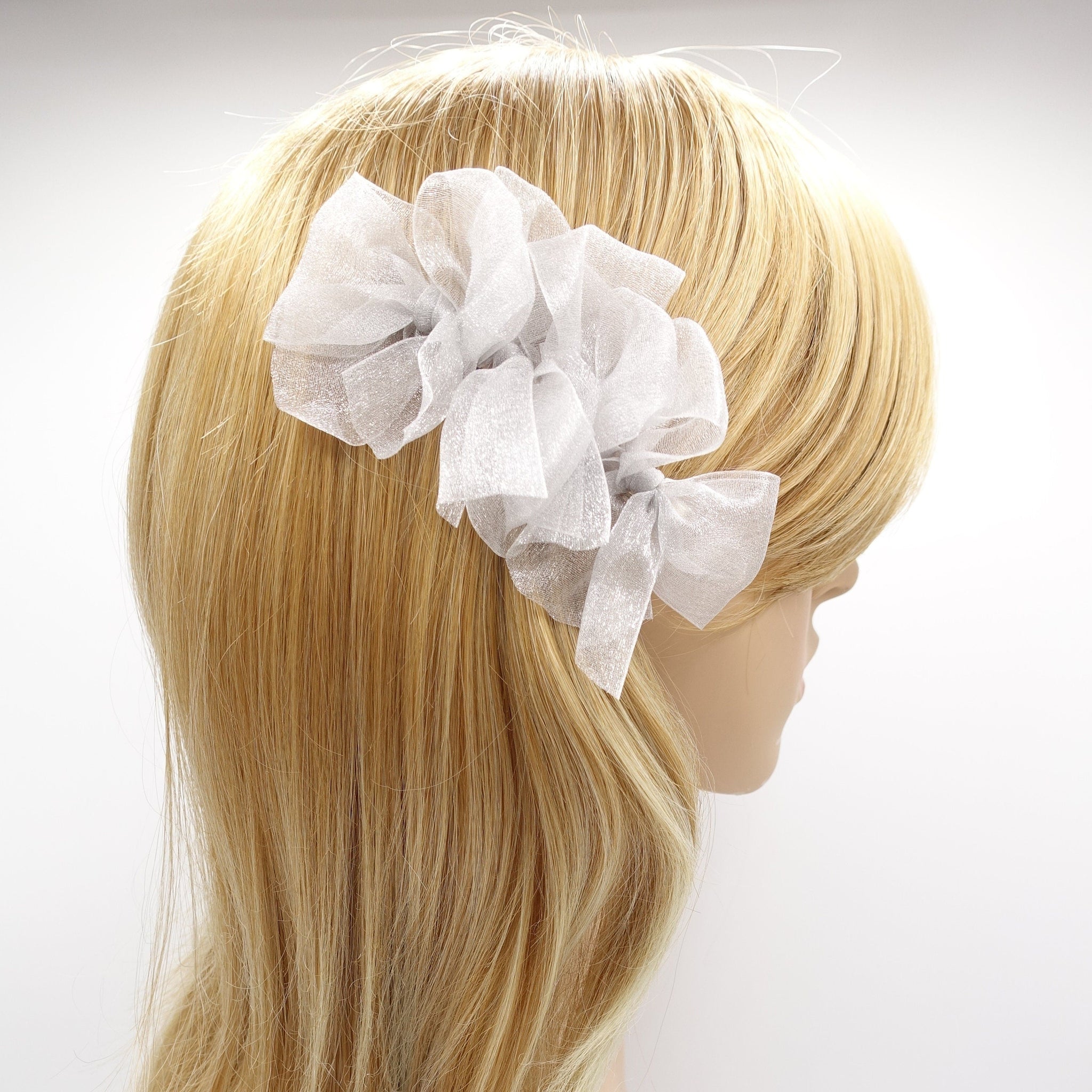 veryshine.com Hair Clip Gray organza bow hair clip, mini hair bow clip