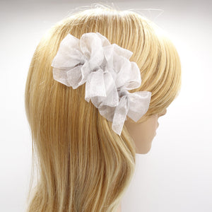 veryshine.com Hair Clip Gray organza bow hair clip, mini hair bow clip