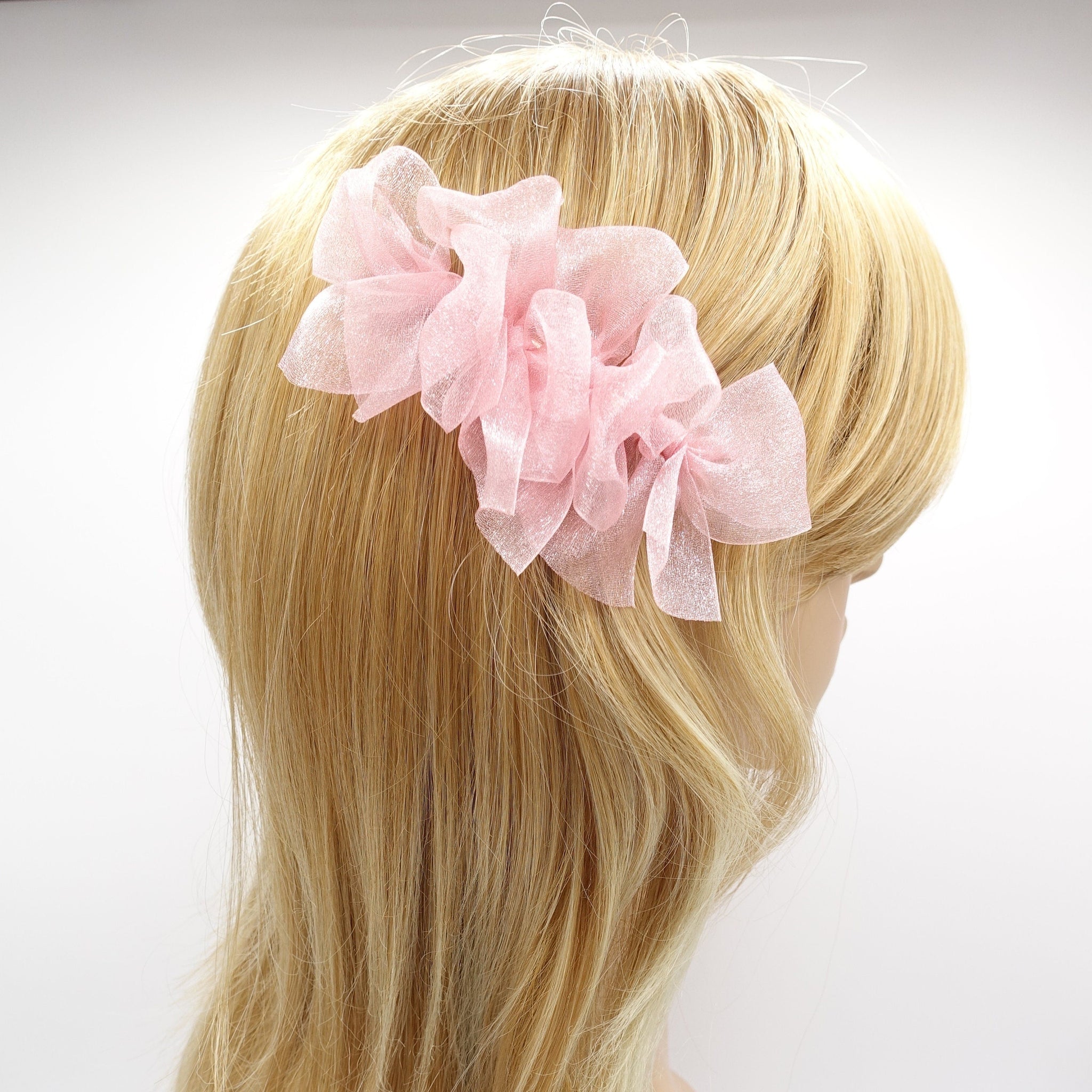 veryshine.com Hair Clip Pink organza bow hair clip, mini hair bow clip