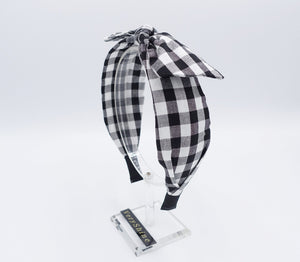 veryshine.com Headband Black gingham check headband, bow knot headband, casual headband for women