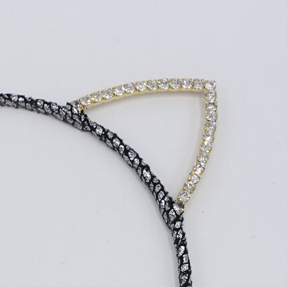 veryshine.com Headband Black silver cat ear headband, rhinestone event headband, crystal ear headband for women