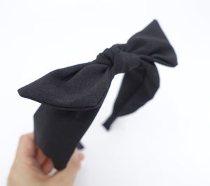 veryshine.com Headband Black wired hair bow solid color headband casual adjustable bow hairband woman hair accessory