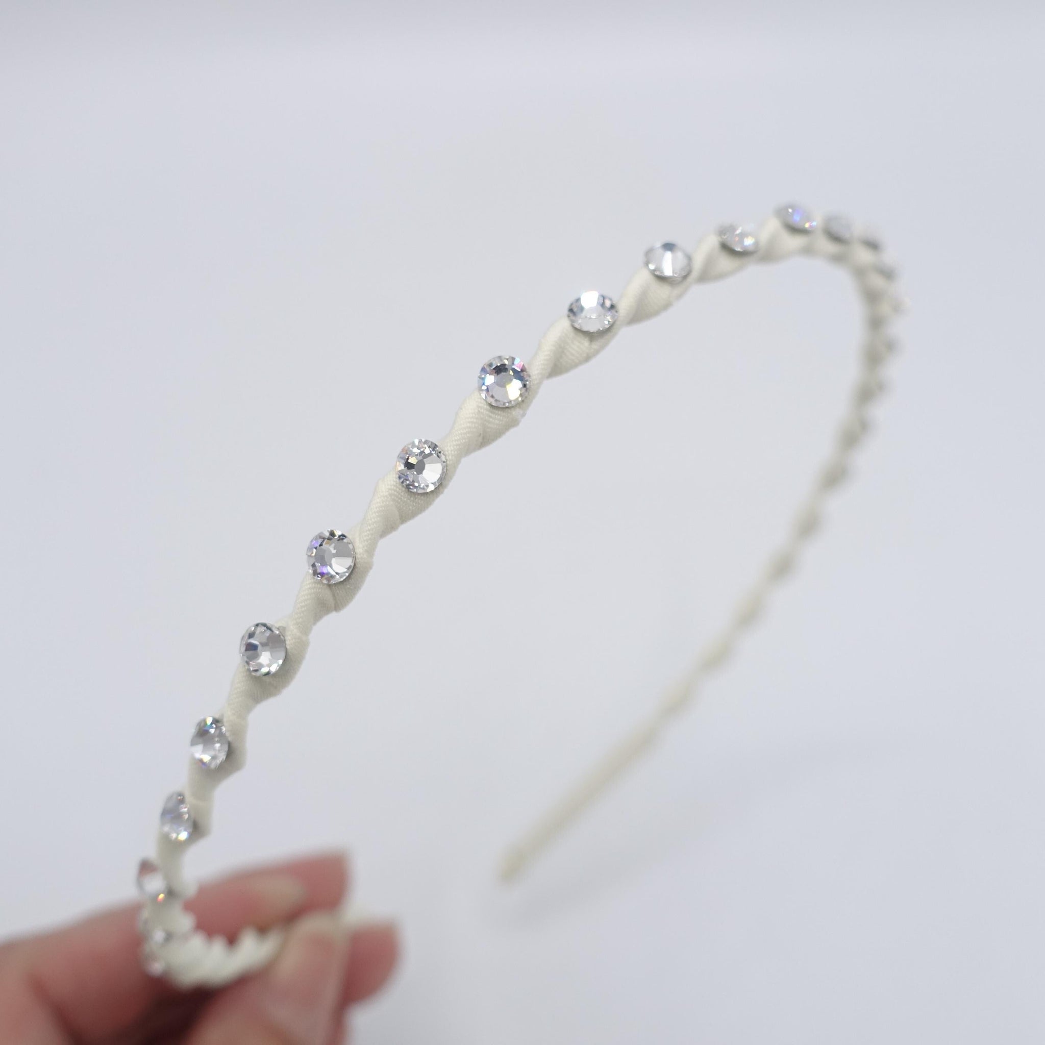 veryshine.com Headband Cream white dazzling thin headband, twist headband , casual headband for women