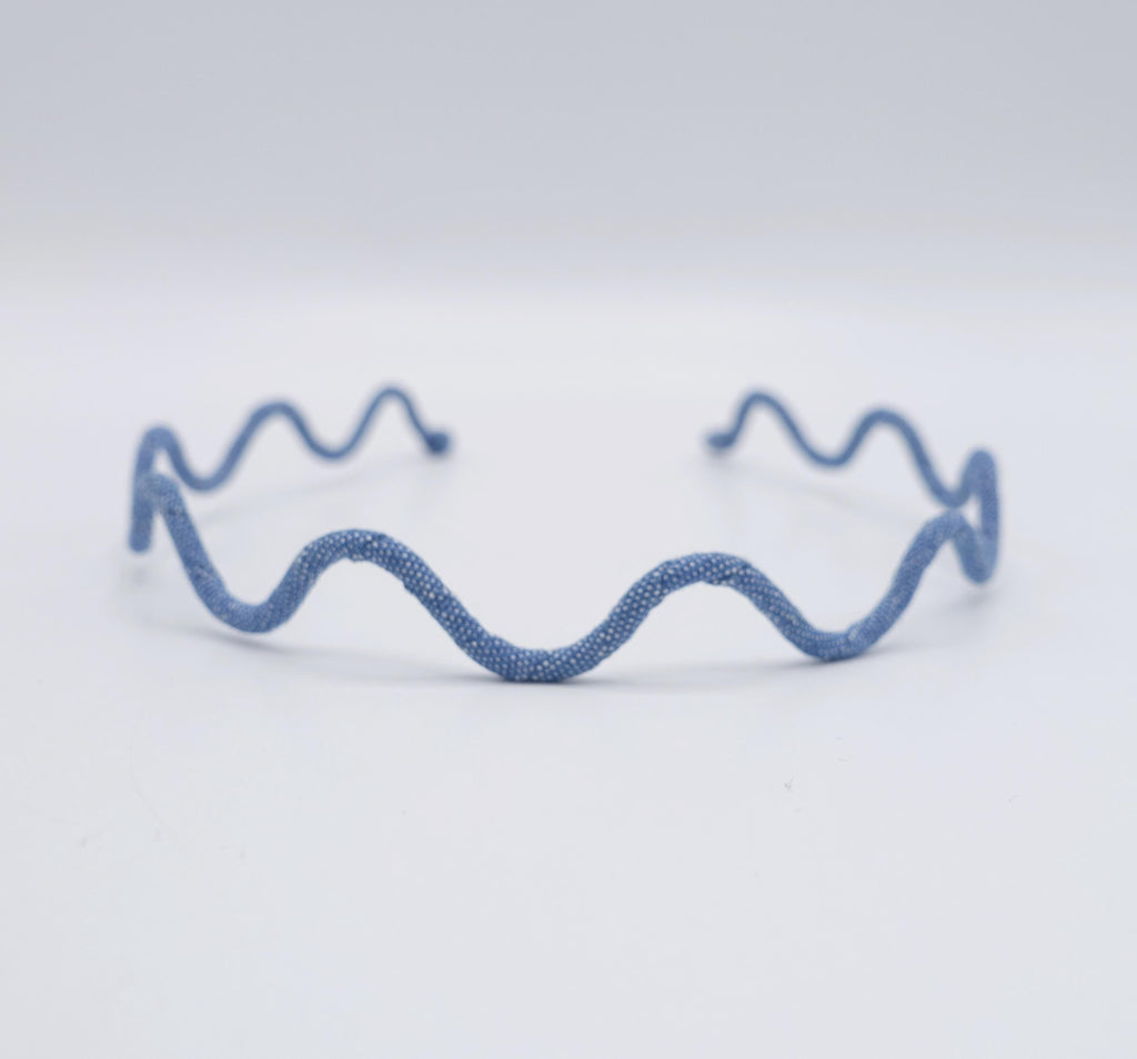 veryshine.com Headband Denim blue wave headband, metal headband, unisex headband