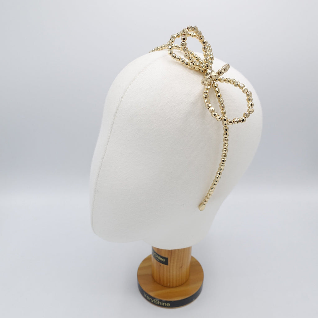 veryshine.com Headband Gold metallic bow knot headband
