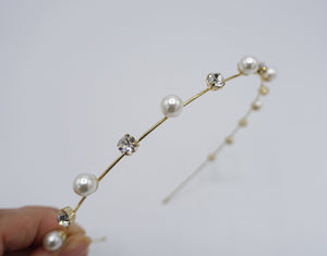 veryshine.com Headband Gold pearl rhinestone headband, thin headband, pearl thin headband