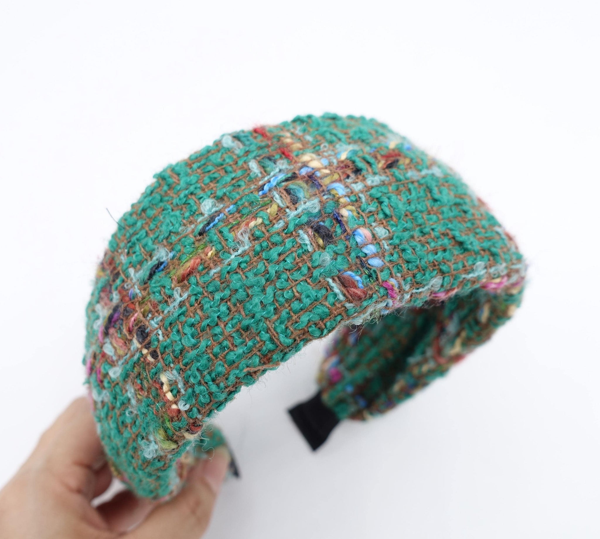 veryshine.com Headband Green tweed headband, flat headband, FW headband, wide headband for women