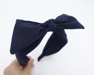 veryshine.com Headband Navy wired hair bow solid color headband casual adjustable bow hairband woman hair accessory