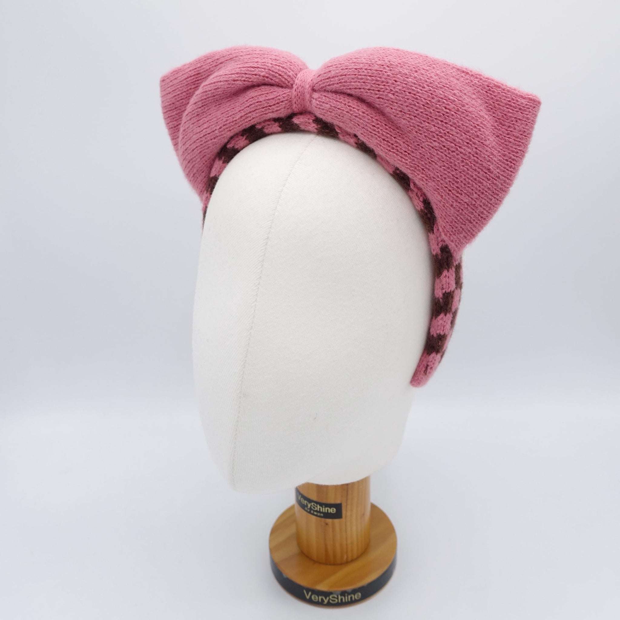 veryshine.com Headband Pink knit bow headband, cute Winter headband