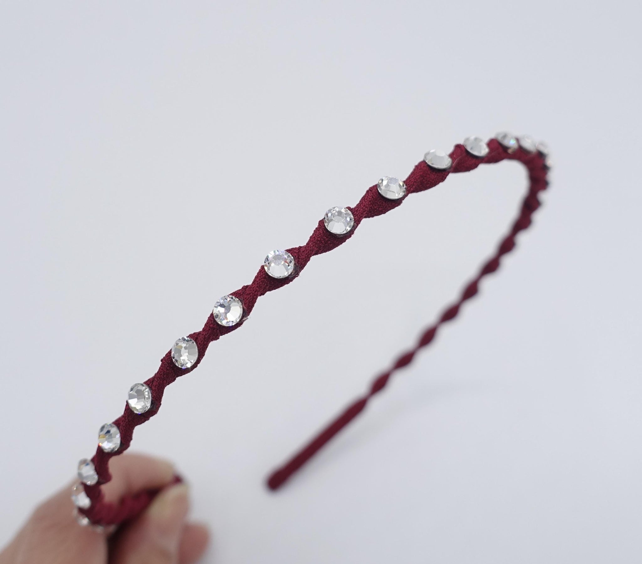 veryshine.com Headband Red wine dazzling thin headband, twist headband , casual headband for women