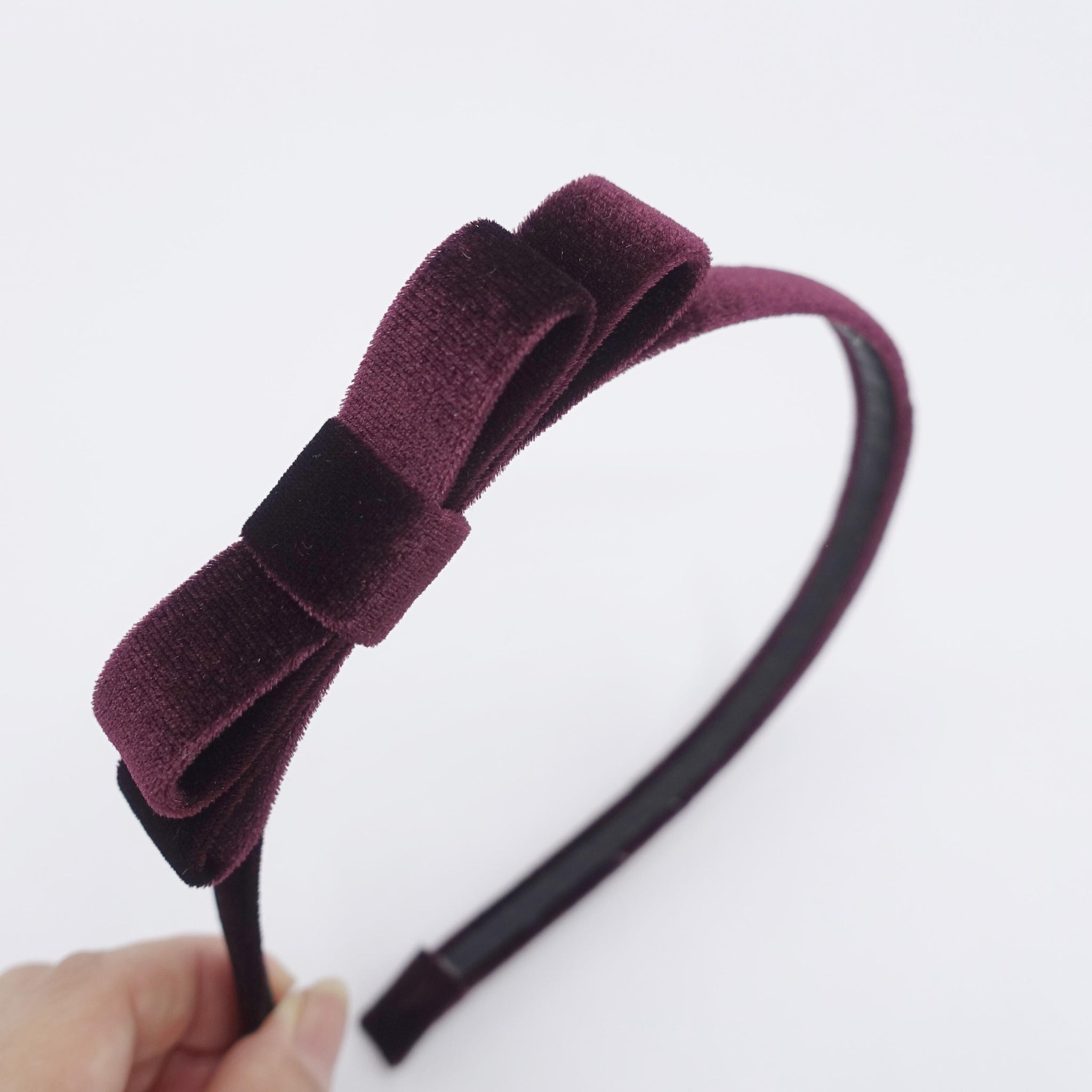 veryshine.com Headband Red wine velvet bow headband, simple headband for women