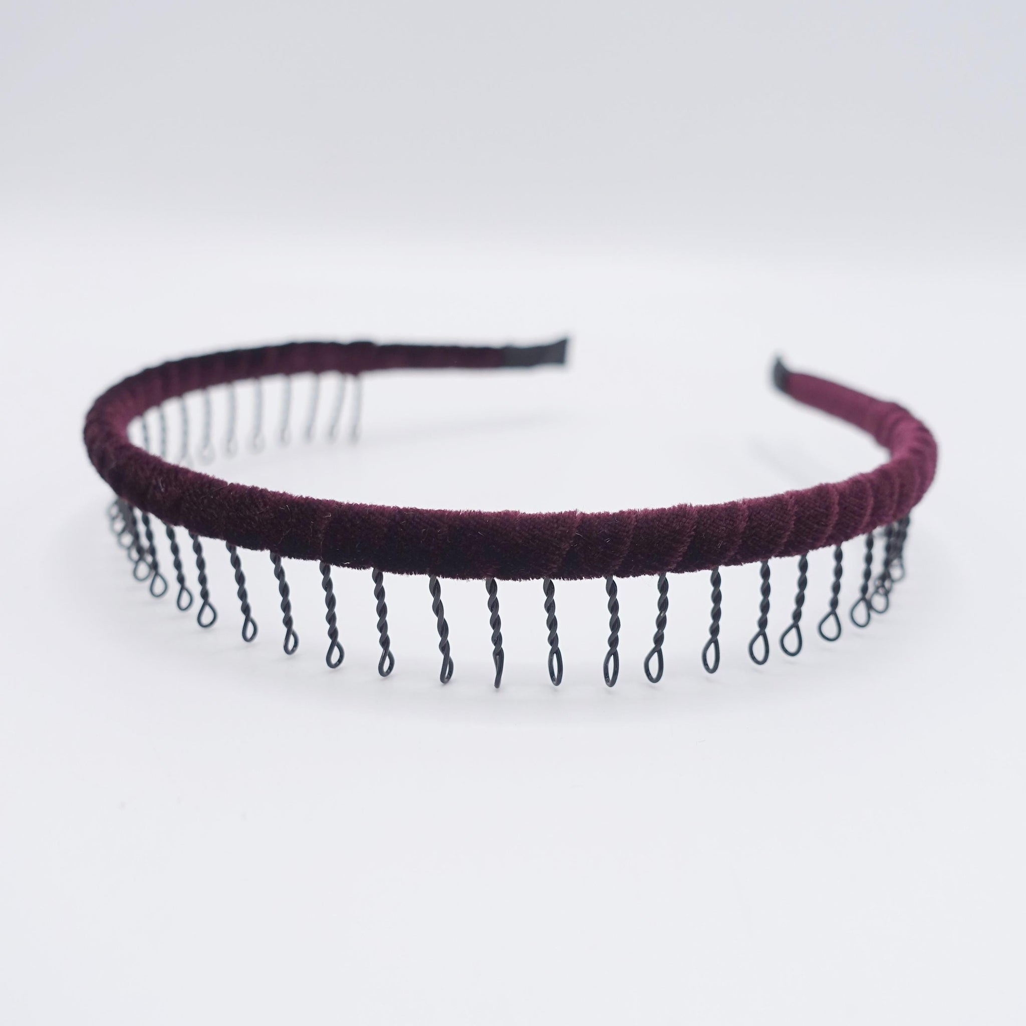 veryshine.com Headband Red wine velvet comb headband, velvet wrap hairband for women