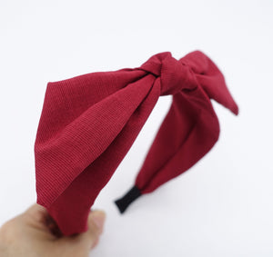 veryshine.com Headband Red wine wired hair bow solid color headband casual adjustable bow hairband woman hair accessory