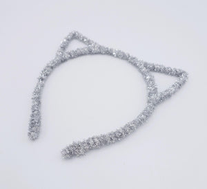 veryshine.com Headband Silver cat ear headband, spike sequin headband, glittering headband