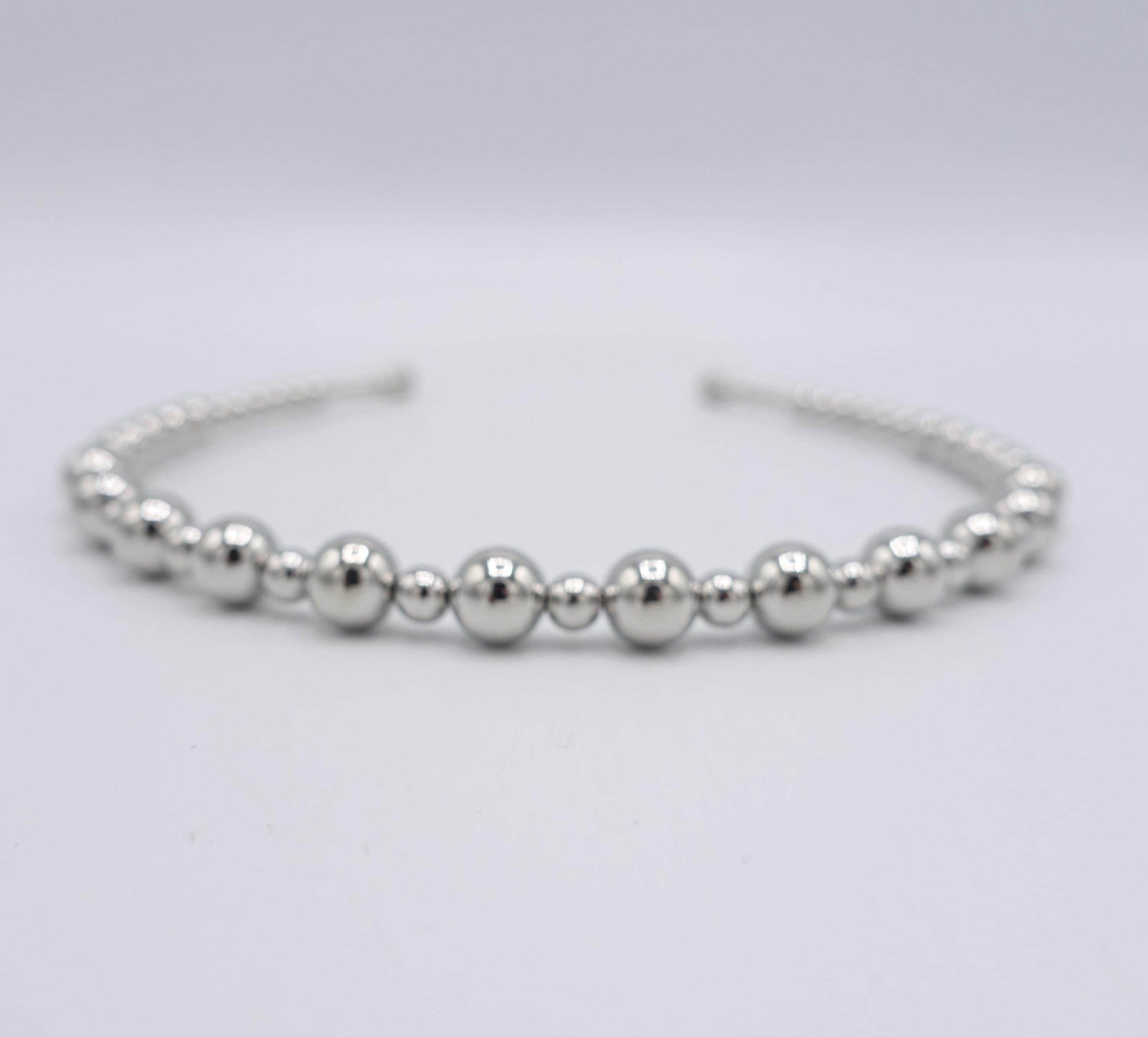 veryshine.com Headband Silver pearl headband, elegant headband, graduated headband for women