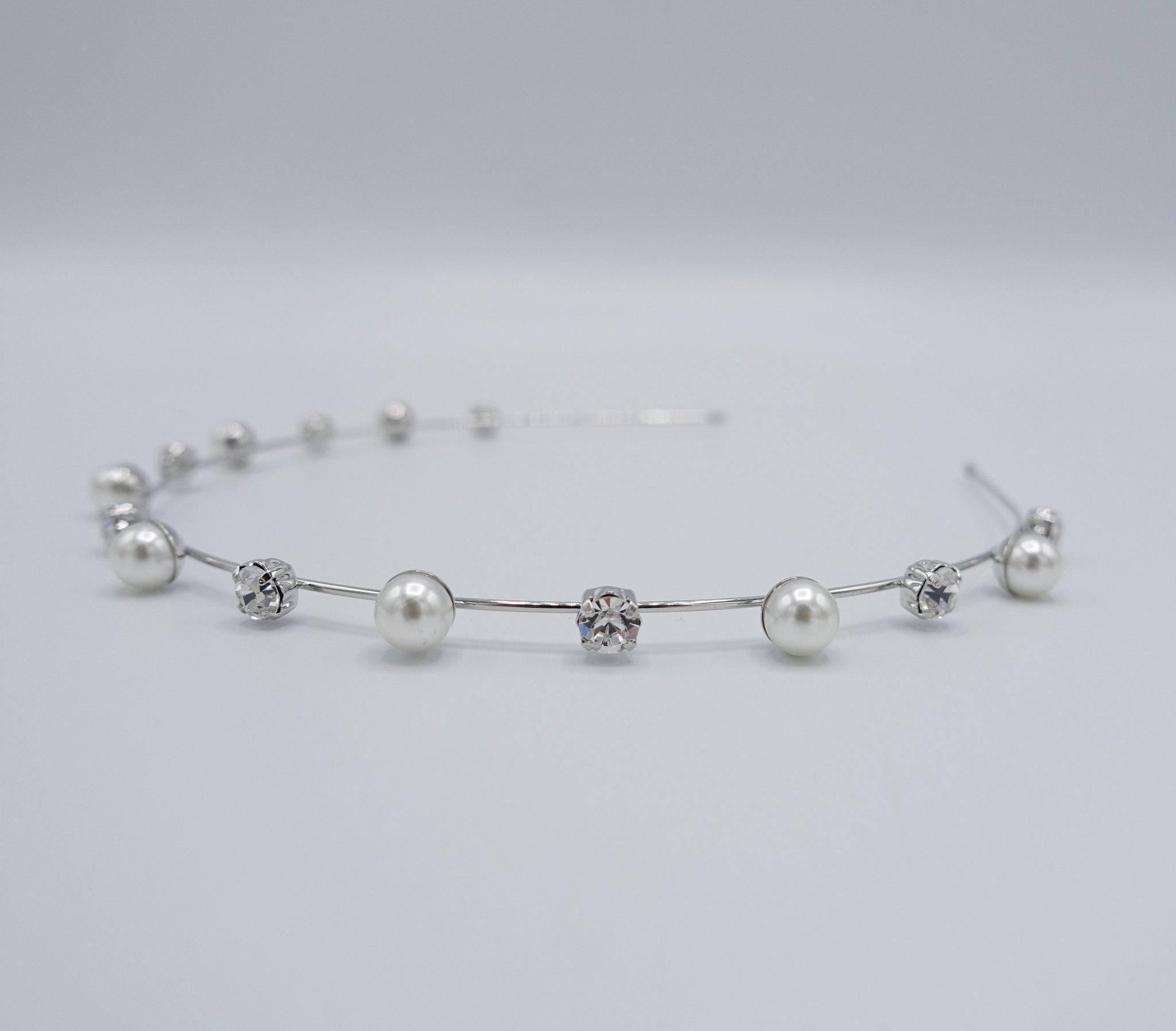 veryshine.com Headband Silver pearl rhinestone headband, thin headband, pearl thin headband