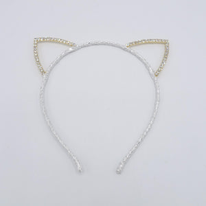veryshine.com Headband Silver white cat ear headband, rhinestone event headband, crystal ear headband for women