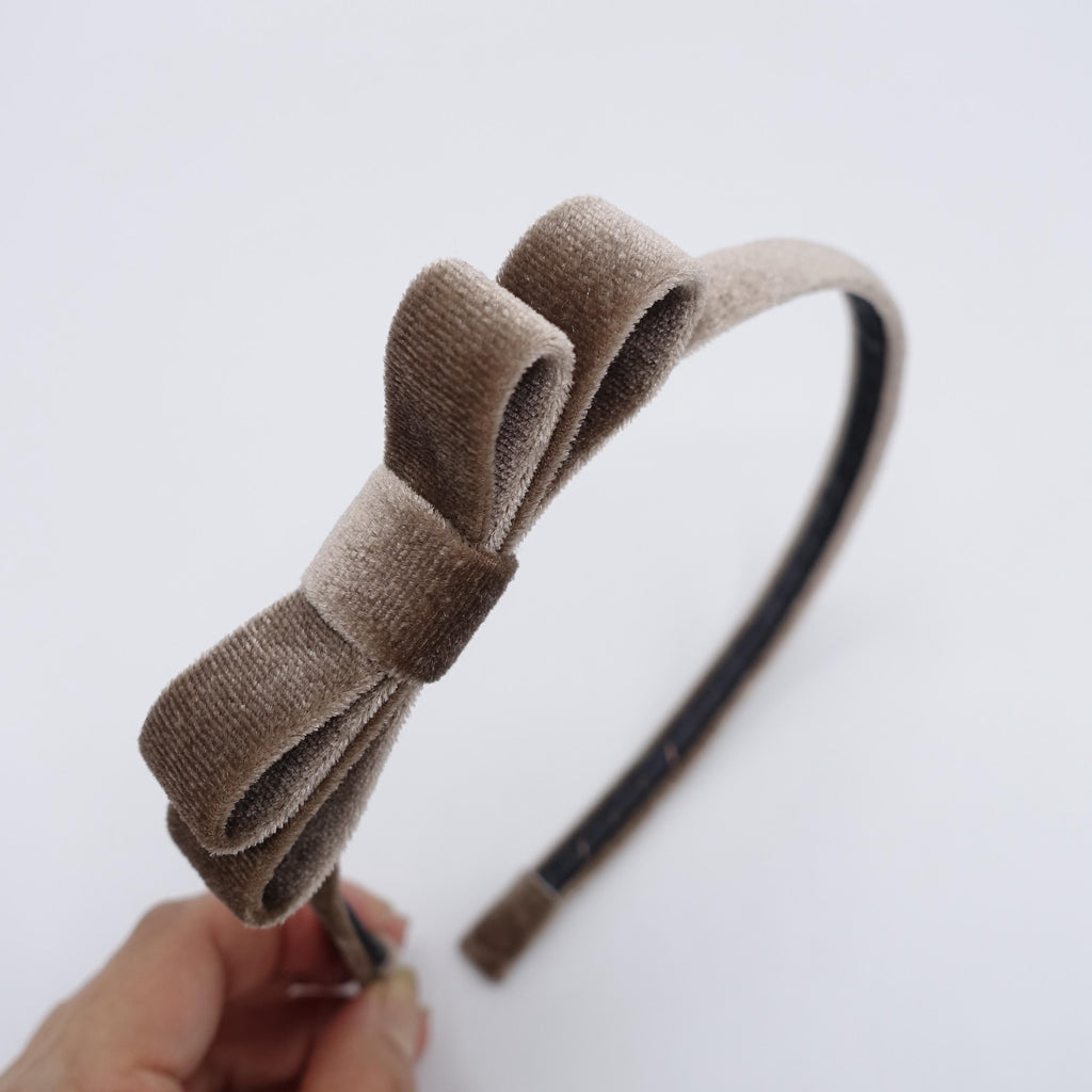 veryshine.com Headband Taupe velvet bow headband, simple headband for women