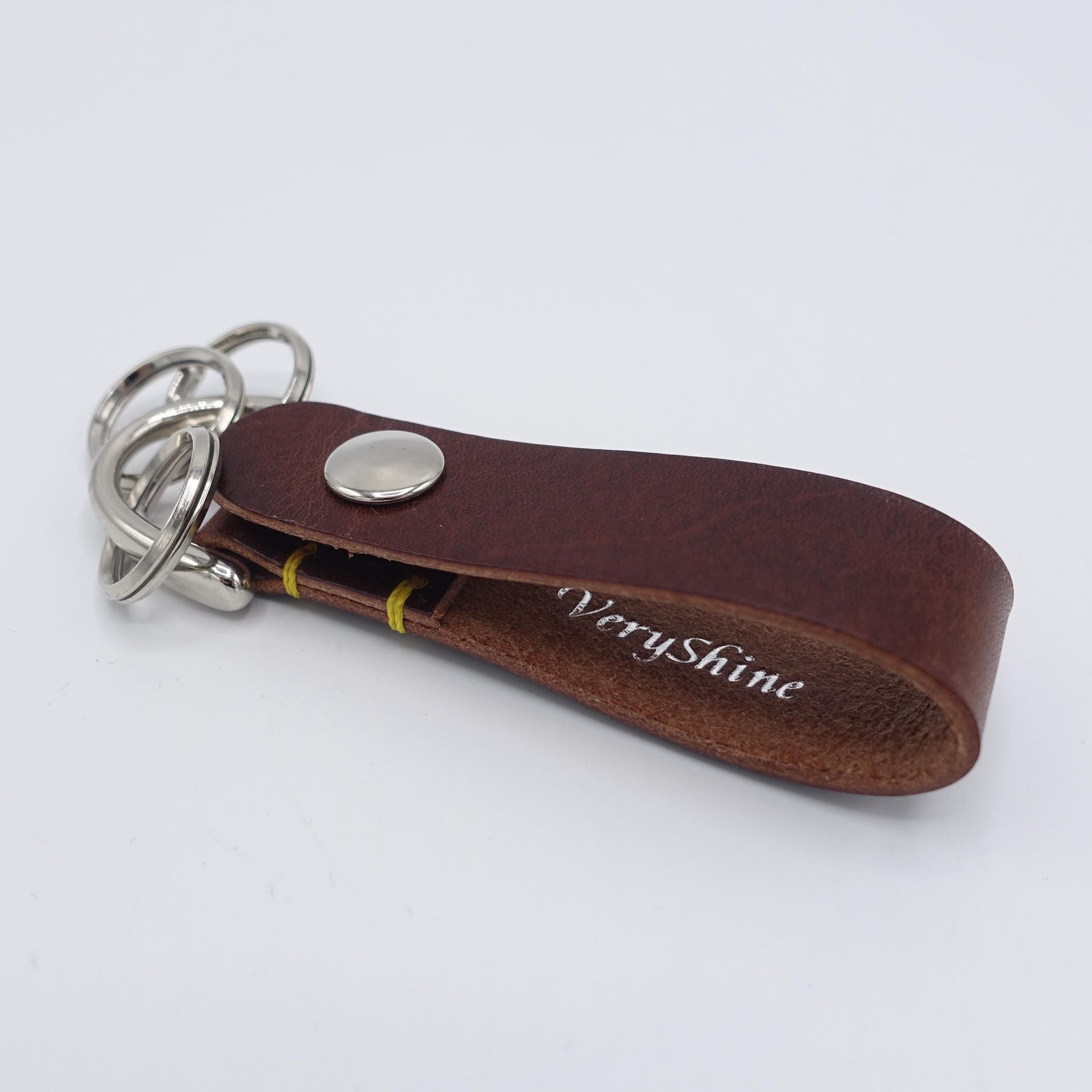 veryshine.com Key chain Brown leather key chain, jumper hook key chain, leather keyring