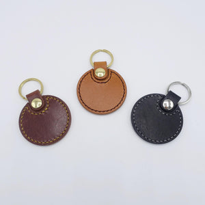 veryshine.com Key chain Round leather key chain, genuine leather key chain, leather keyring