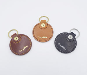 veryshine.com Key chain Round leather key chain, genuine leather key chain, leather keyring