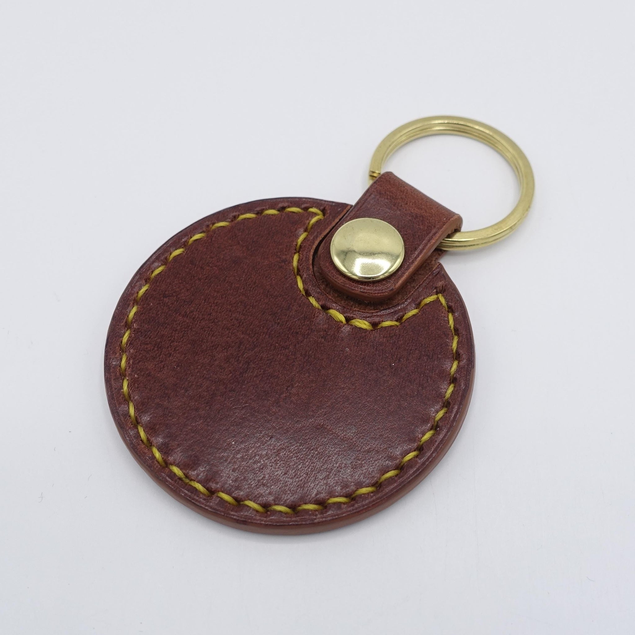 veryshine.com Key chain Round leather key chain, genuine leather key chain, leather keyring