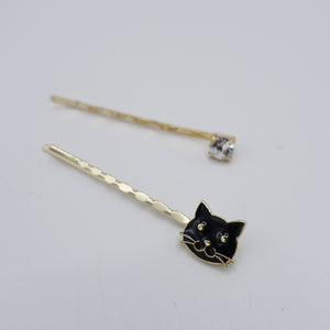 veryshine.com long black cat bobby pin set