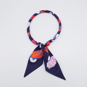 veryshine.com Necklace Navy scarf necklace, simple flower print necklace, magnetic necklace