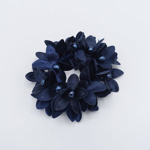 veryshine.com Ponytail holders Navy pearl flower beaded hair elastic ponytail holder decorated elastic band hair tie scrunchies woman hair accessory
