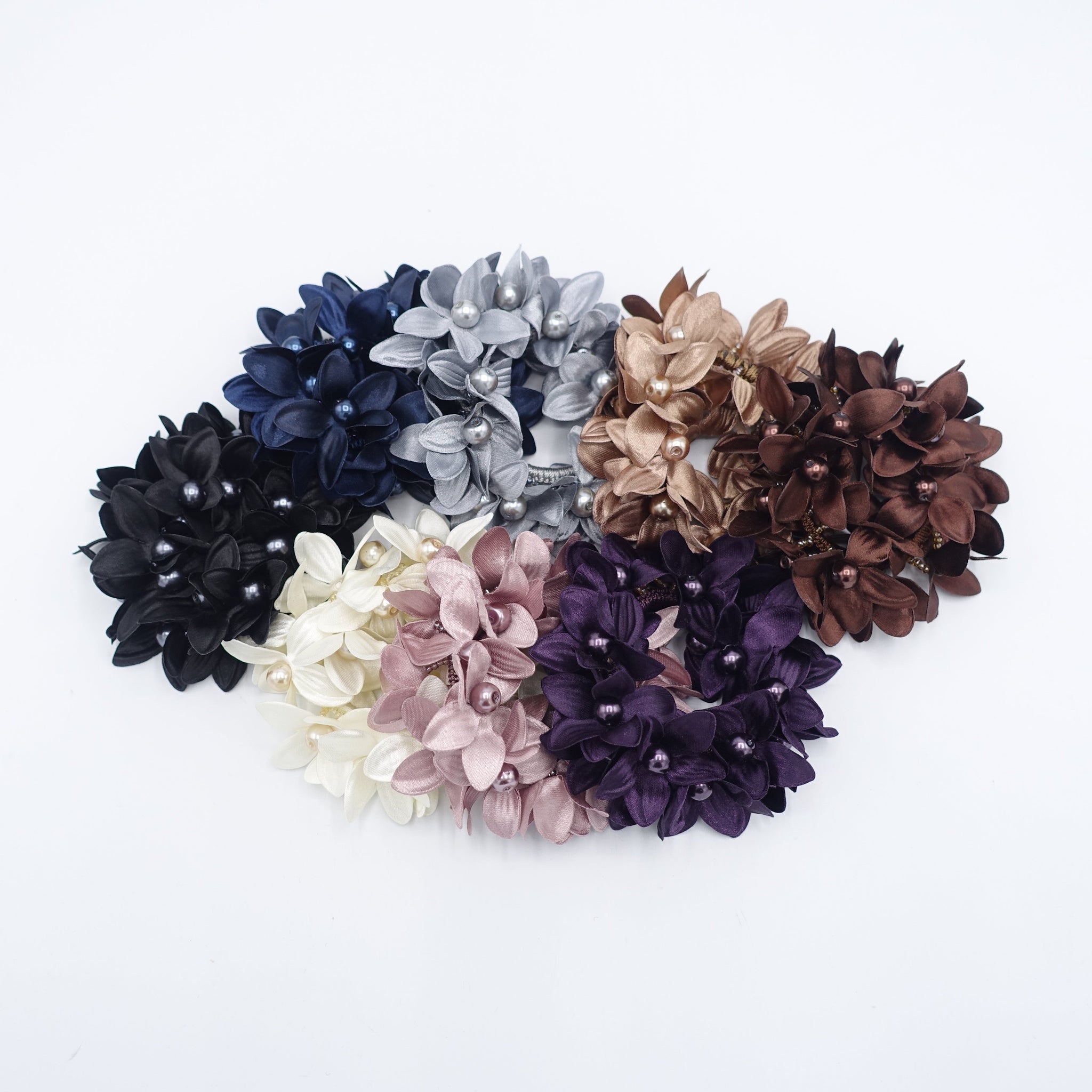 veryshine.com Ponytail holders pearl flower beaded hair elastic ponytail holder decorated elastic band hair tie scrunchies woman hair accessory