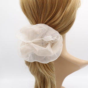 veryshine.com Scrunchies Beige organza scrunchies, see through hair scrunchie, double scrunchies for women