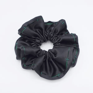 veryshine.com Scrunchies Black-Green satin stitch scrunchies, black scrunchies for women