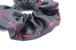 veryshine.com Scrunchies Black-Red satin stitch scrunchies, black scrunchies for women