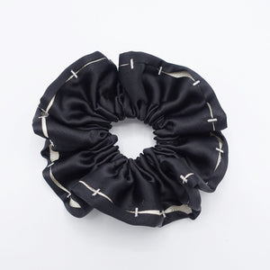 veryshine.com Scrunchies Black-white satin stitch scrunchies, black scrunchies for women