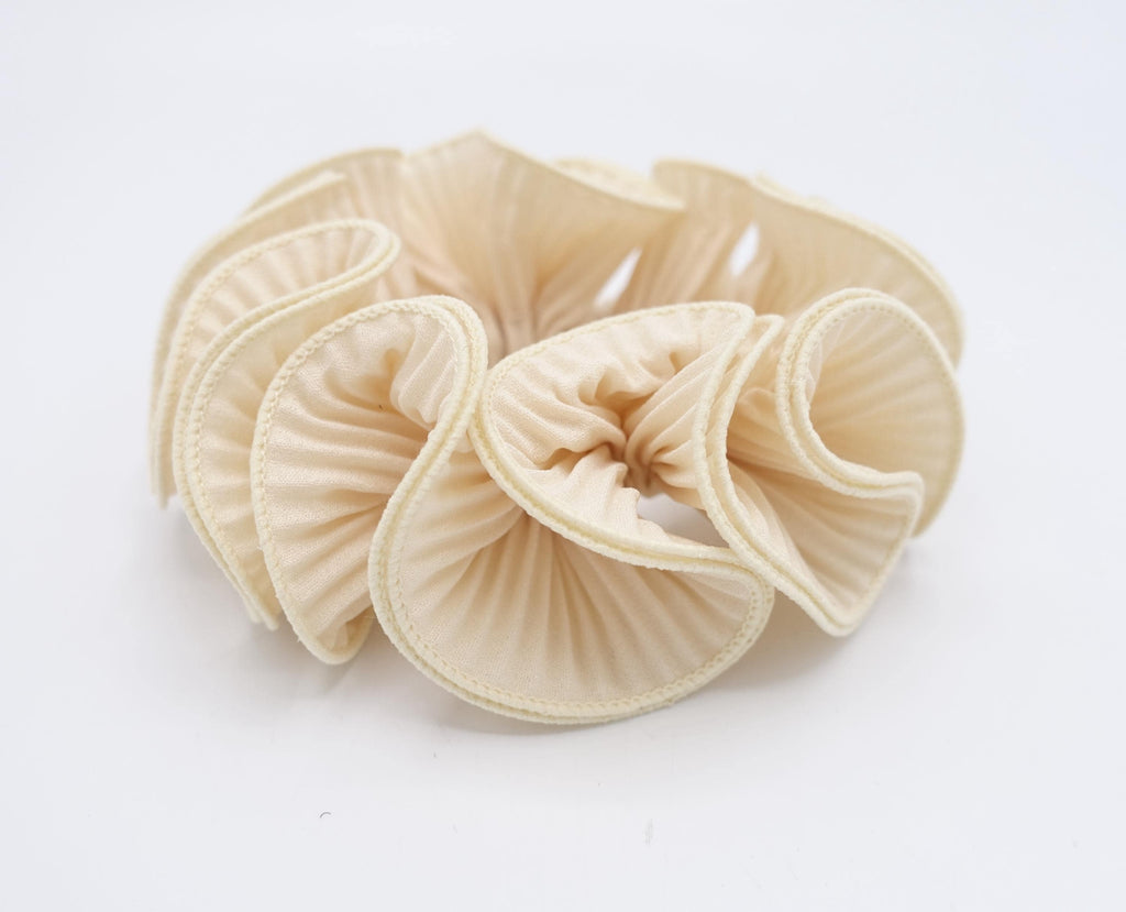 veryshine.com Scrunchies Cream beige pleated scrunchies 2  edge unique Spring hair scrunchy women hair accessory