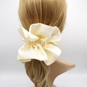 veryshine.com Scrunchies Cream satin ruffle scrunchies, satin volume scrunchies, fashion scrunchies for women