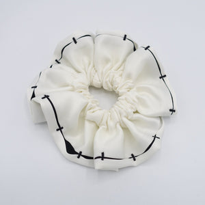 veryshine.com Scrunchies Cream white satin stitch scrunchies, black scrunchies for women