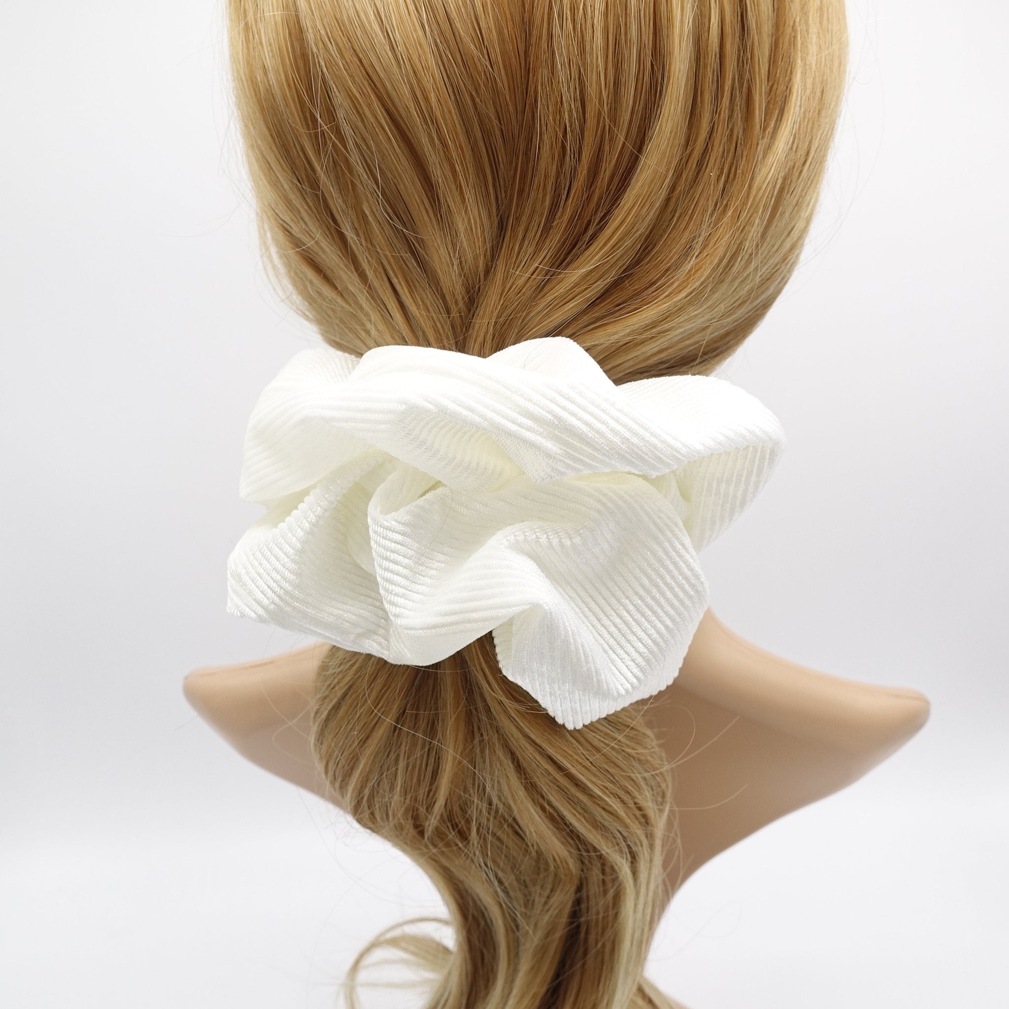 veryshine.com Scrunchies Cream white velour scrunchies, corduroy scrunchies, large scrunchies for women