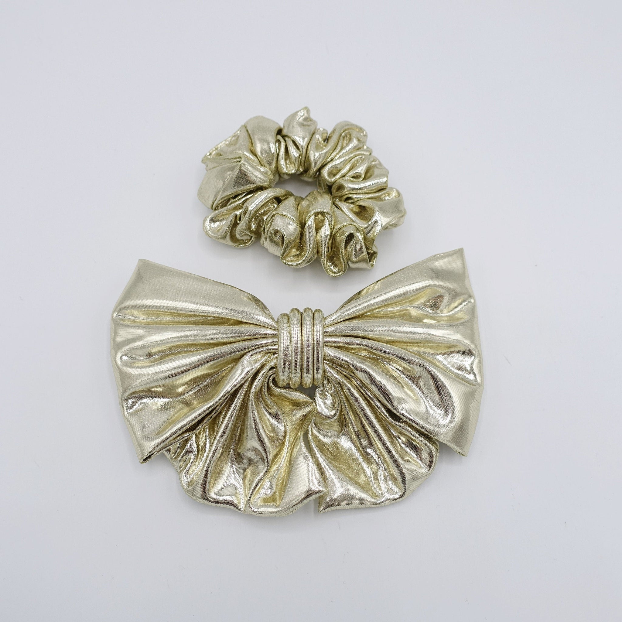 veryshine.com Scrunchies Gold metallic bow scrunchies set for women