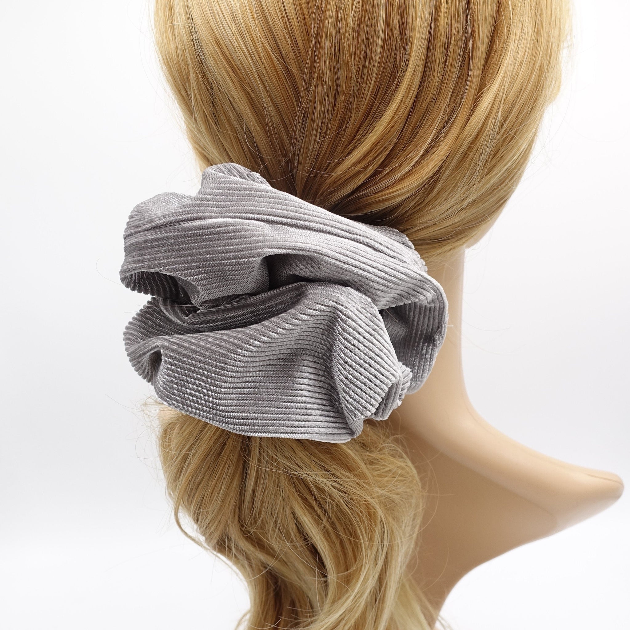 veryshine.com Scrunchies Gray velour scrunchies, corduroy scrunchies, large scrunchies for women