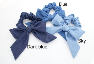 veryshine.com scrunchies/hair holder denim bow knot scrunchies cotton casual scrunchy woman hair elastic