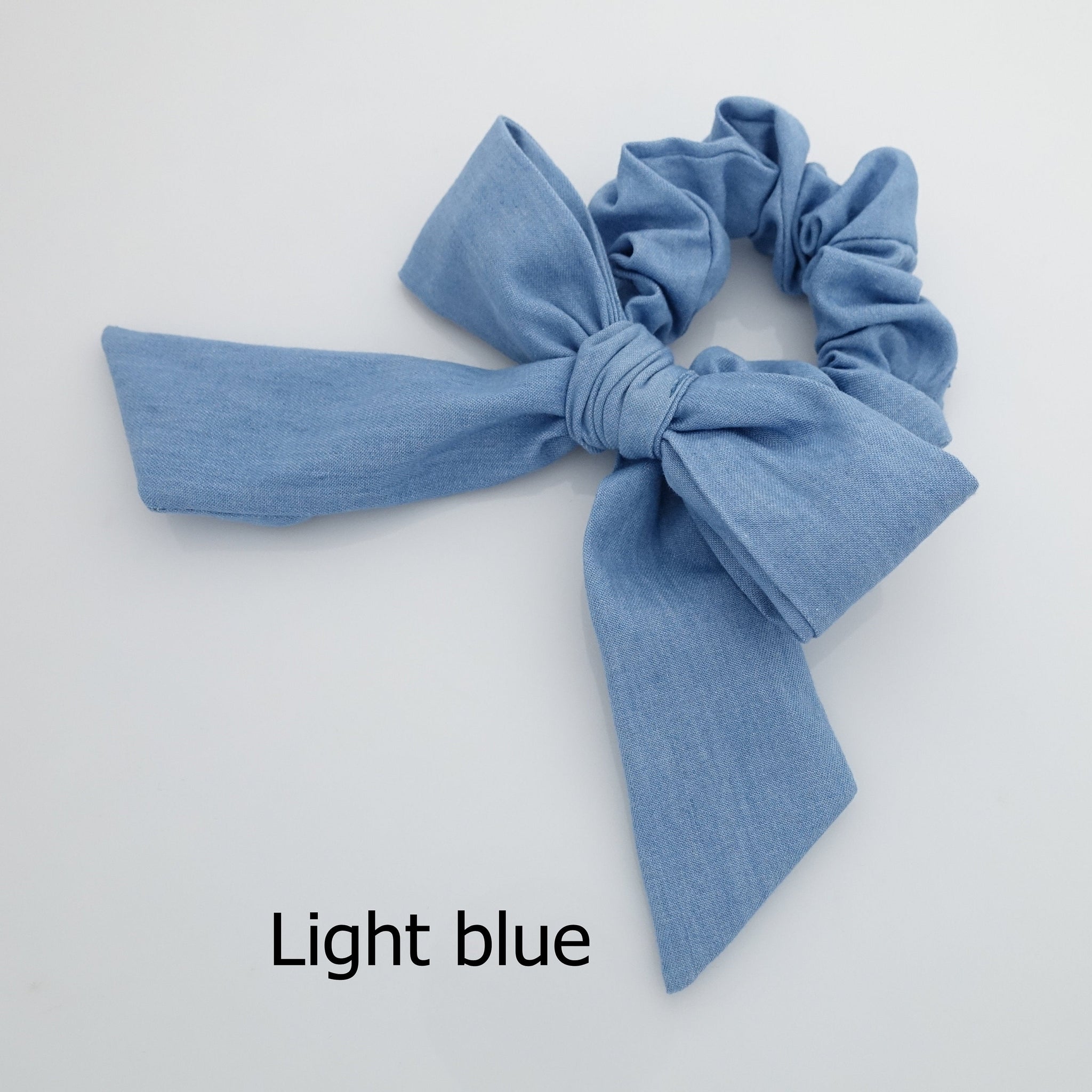 veryshine.com scrunchies/hair holder denim bow knot scrunchies cotton casual scrunchy woman hair elastic