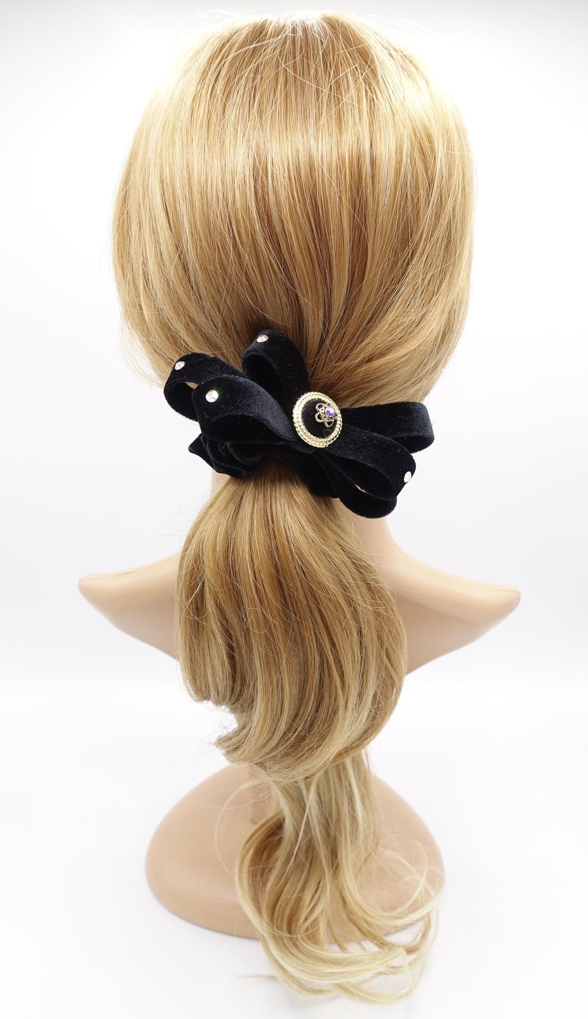 veryshine.com scrunchies/hair holder Opulent velvet bow scrunchies, regal loop hair tie, embellished hair ties for women