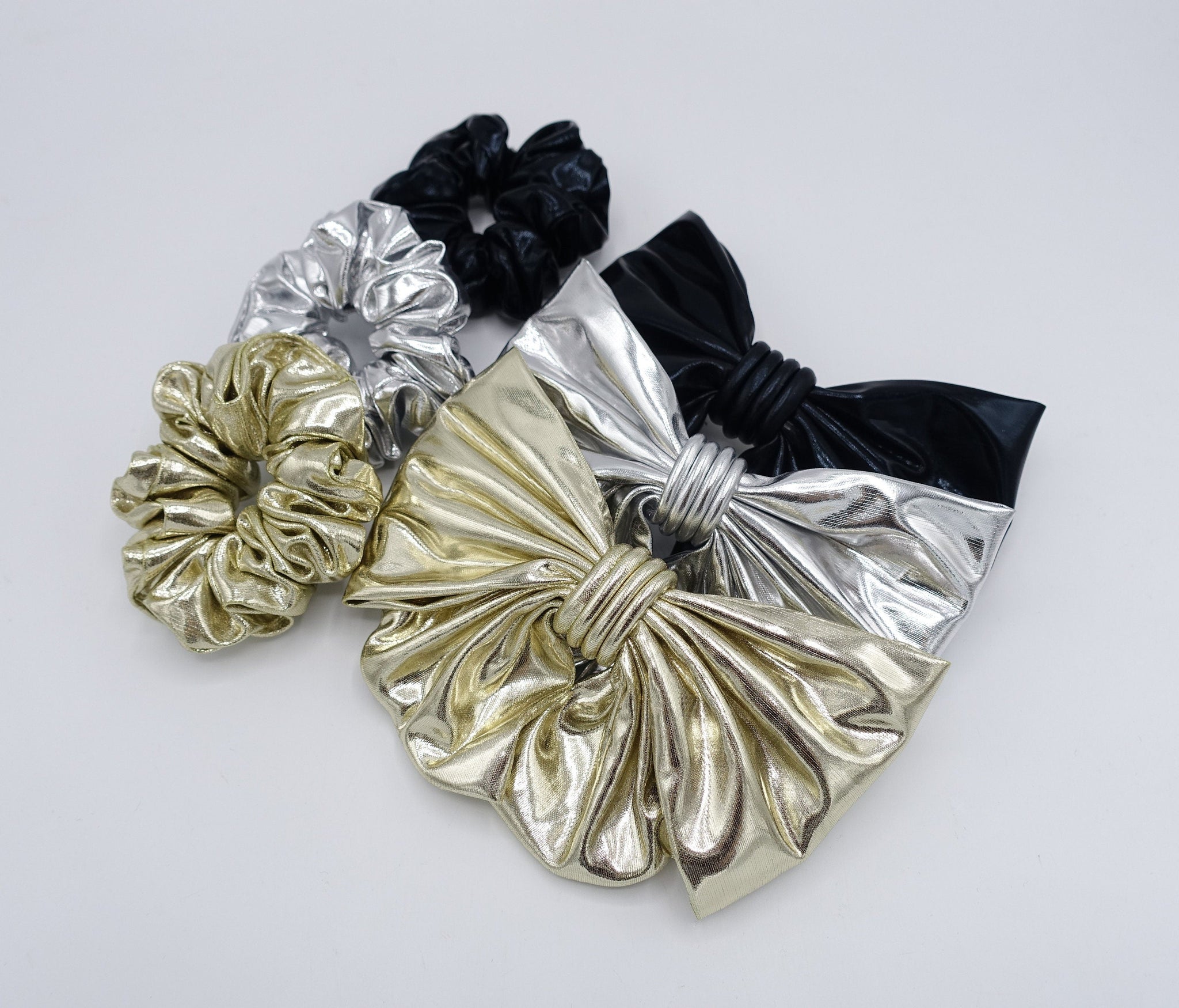 veryshine.com Scrunchies metallic bow scrunchies set for women