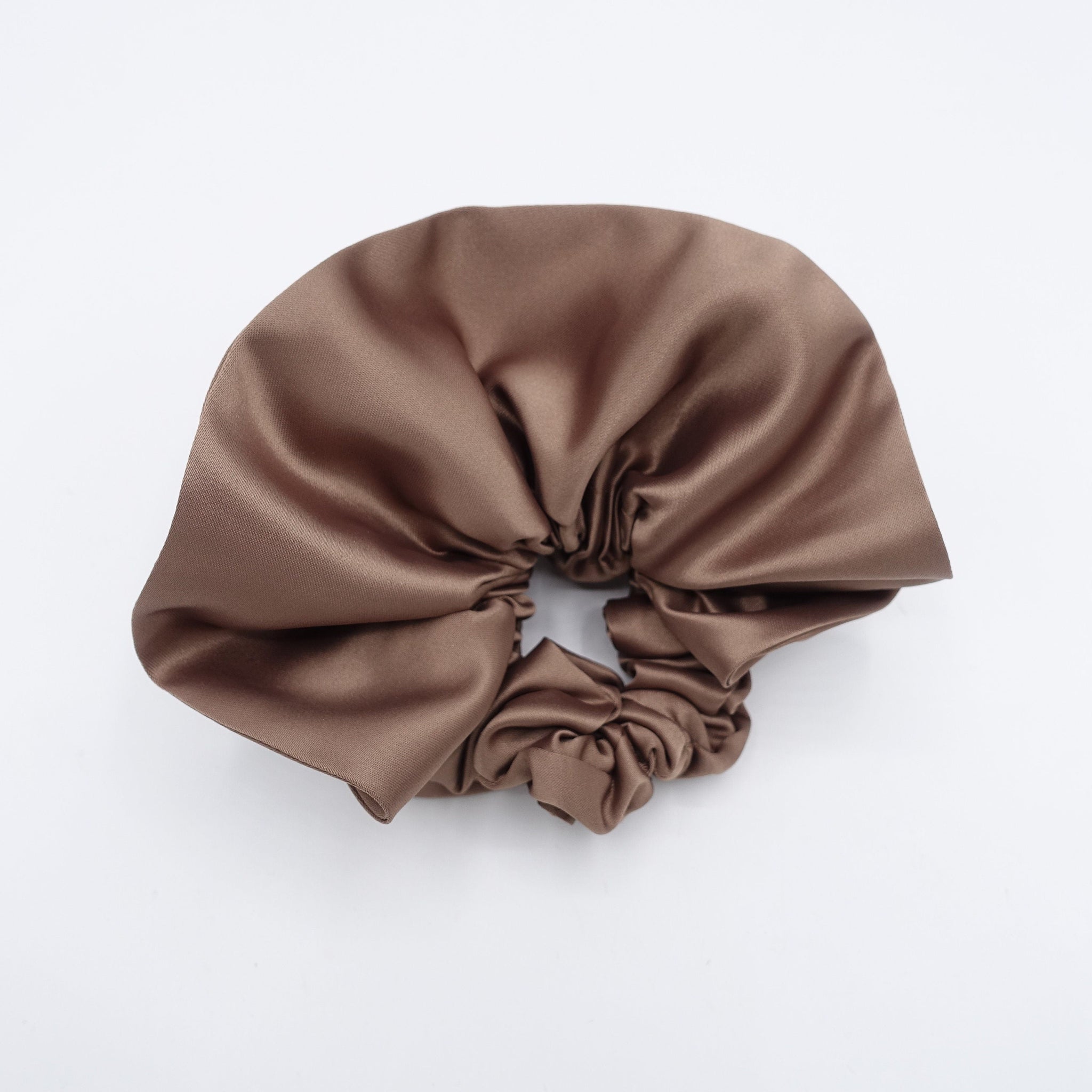 veryshine.com Scrunchies Mocha brown satin ruffle scrunchies, satin volume scrunchies, fashion scrunchies for women