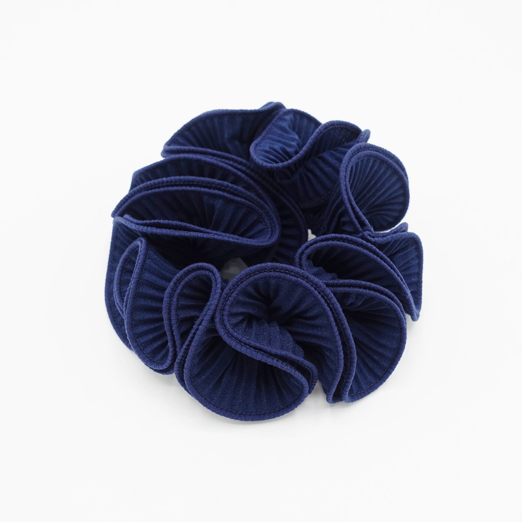 veryshine.com Scrunchies Navy pleated scrunchies 2  edge unique Spring hair scrunchy women hair accessory