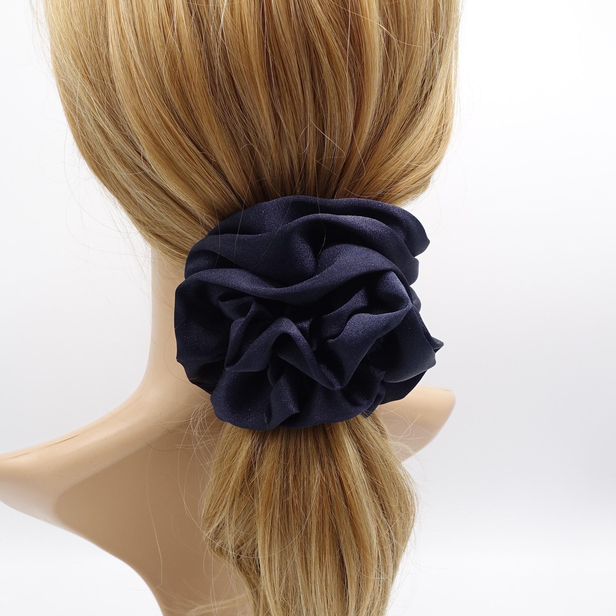 veryshine.com Scrunchies Navy satin scrunchies, medium scrunchies, basic scrunchies for women