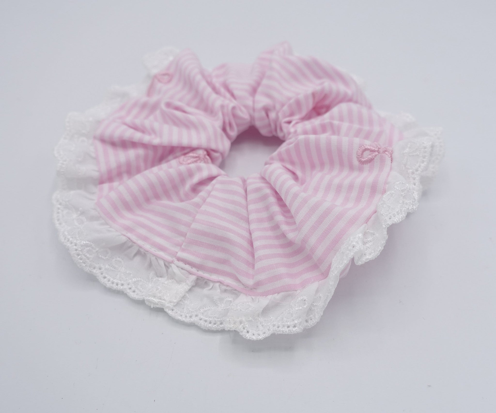 veryshine.com Scrunchies Pink stripe scrunchies, cotton scrunchies, lace scrunchies for women